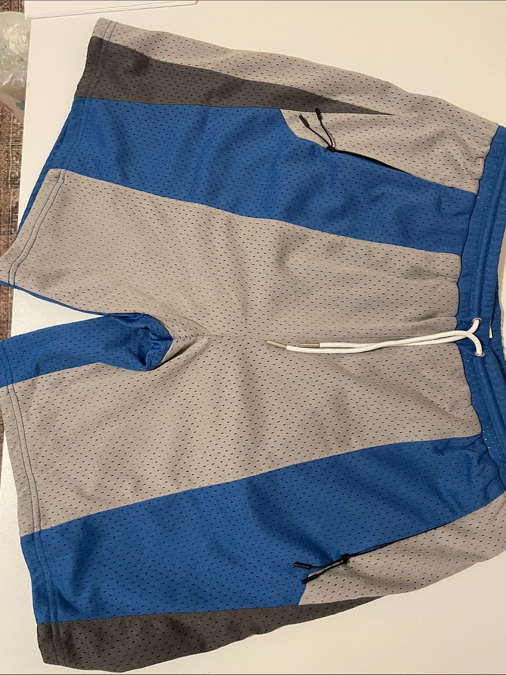 MNML Blue and Light Gray Mesh Athletic Shorts